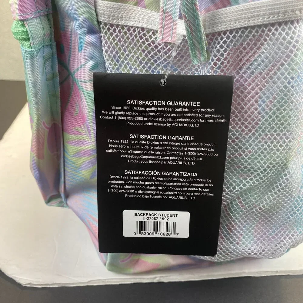Dickies Student Tropical Backpack (Pastel Tropical)Laptop Sleeve,Ergonomic,NEW